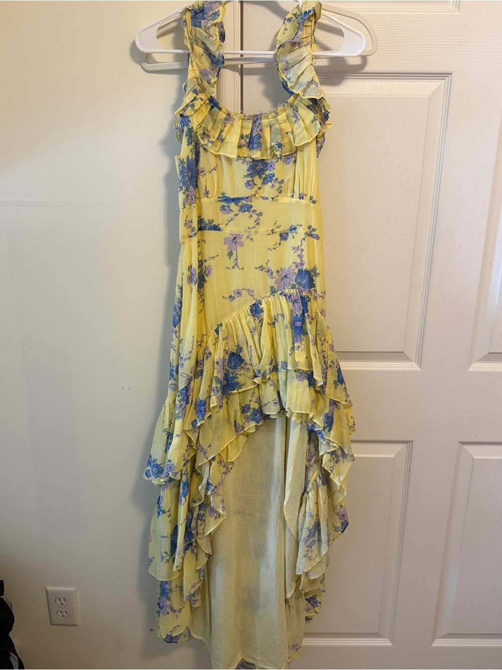 LoveShackFancy Winslow Yellow Floral Ruffle High-Low Dress - Picture 2 of 6